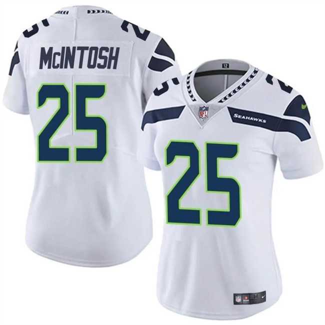 Women%27s Seattle Seahawks #25 Kenny McIntosh White Vapor Limited Football Stitched Jersey Dzhi->women nfl jersey->Women Jersey
